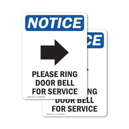 Signmission Please Ring Door Bell Sign With Symbol, 3.5 in W x Rectangle, Vinyl Decal OS-2PACK-NS-D-35-V-17583